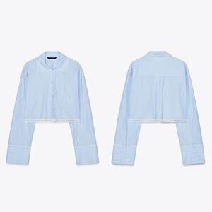 Zara Lace Trim Crop Top And Shirt